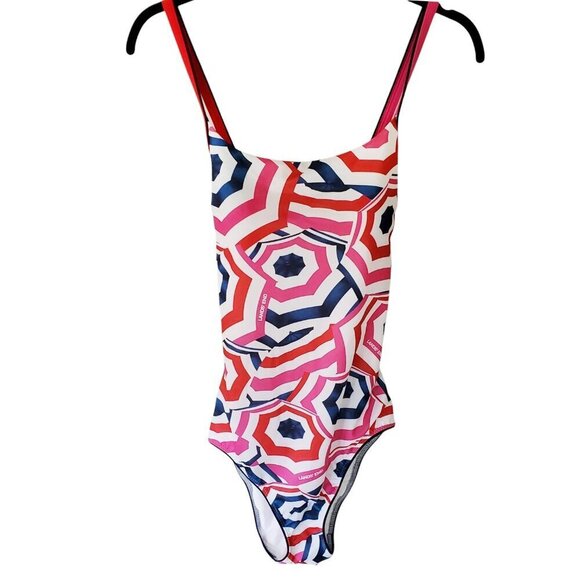 NWOT Lands' End Scoop Neck X-Back One-Piece Swimsuit Umbrella Print Size 12 - Picture 11 of 15